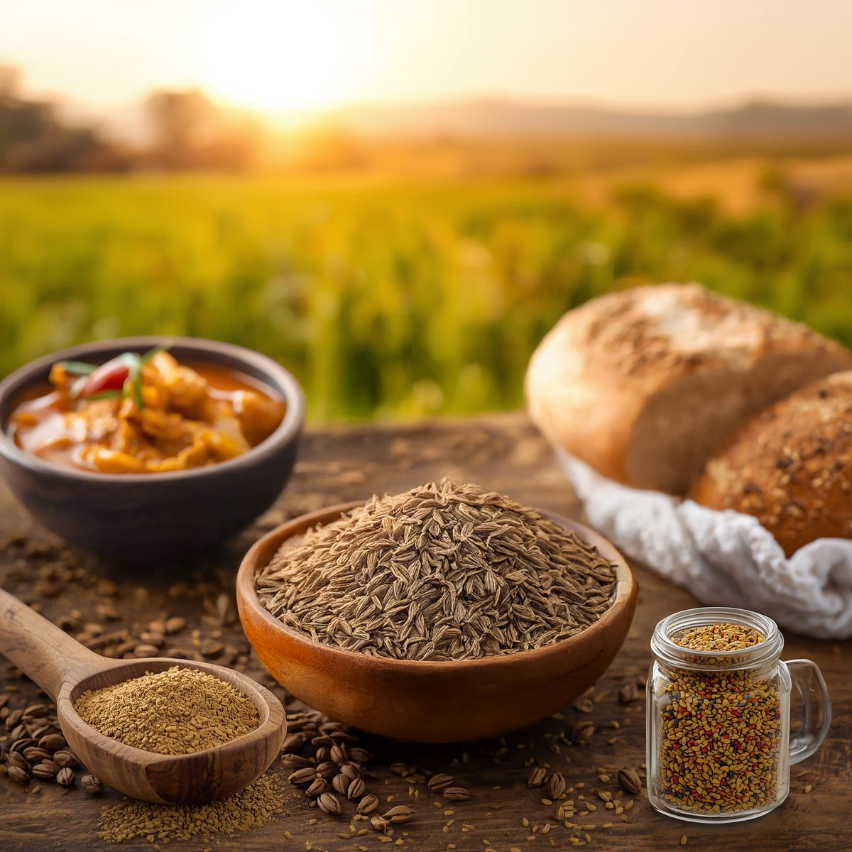 Vedafox Premium Cumin Seeds Uses and Applications - Golden brown cumin seeds for culinary, food processing, and medicinal applications worldwide